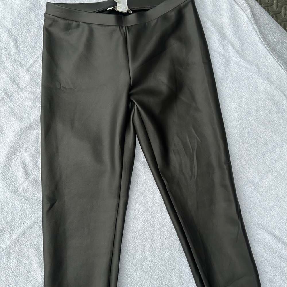Black faux leather leggings